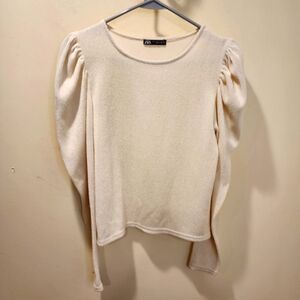 ZARA Cream Puff long sleeves Casual Top Size M